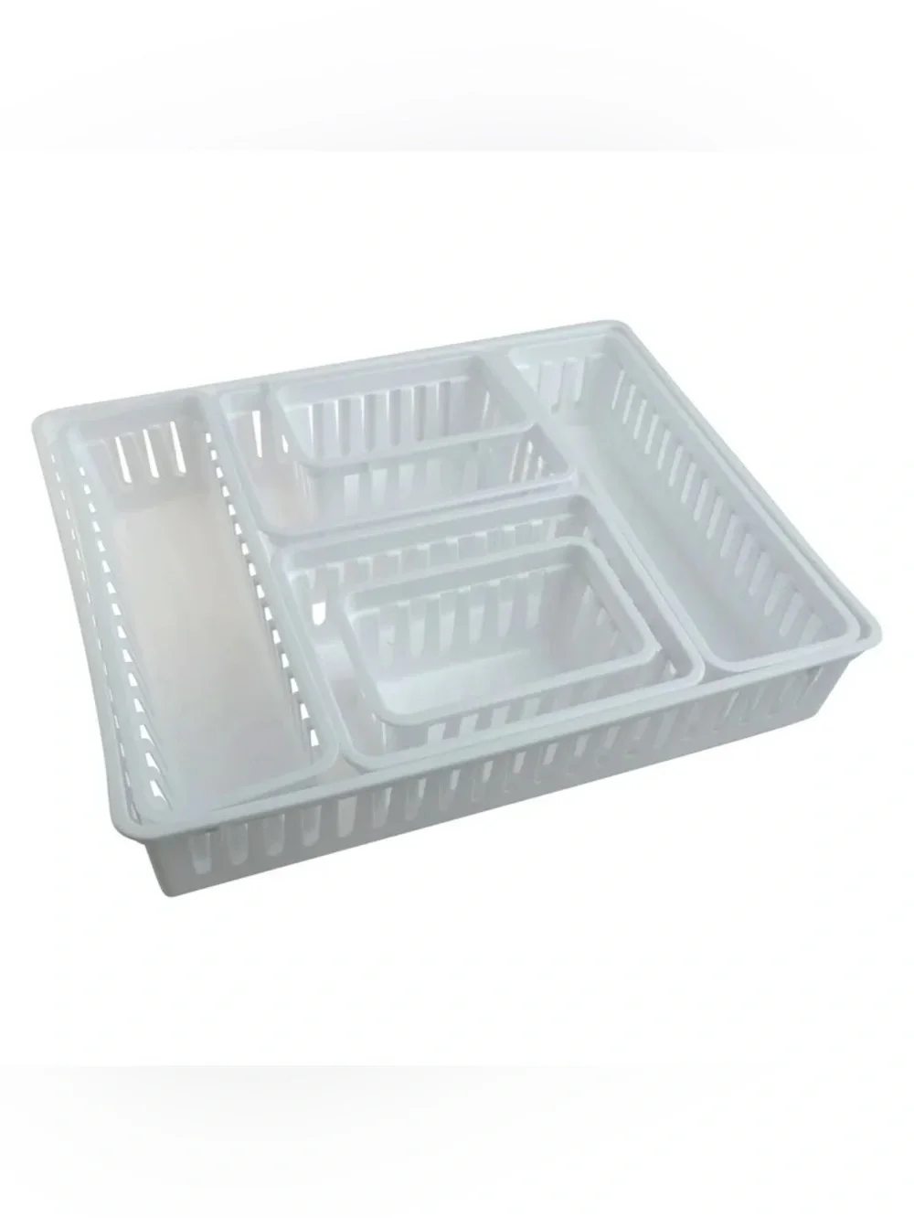 Mainstays 7-Piece White Plastic Drawer Organizer Containers Bin Set NWT